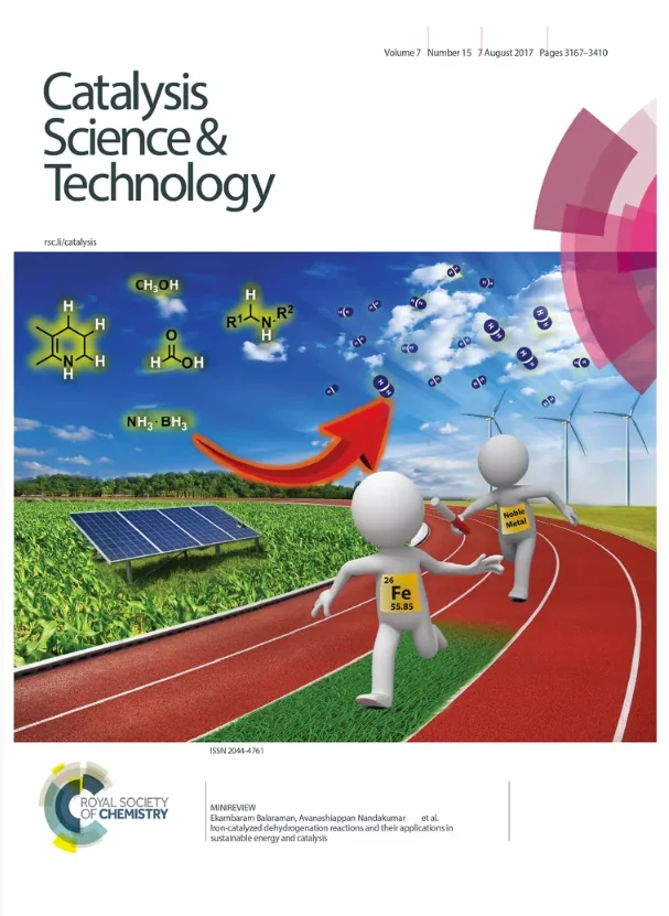 Catalysis and Science & Technology cover art with solar-energy landscape