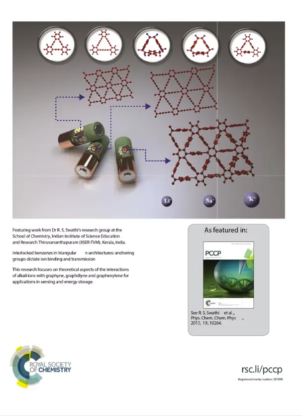 Scientific journal cover artwork with molecular illustration